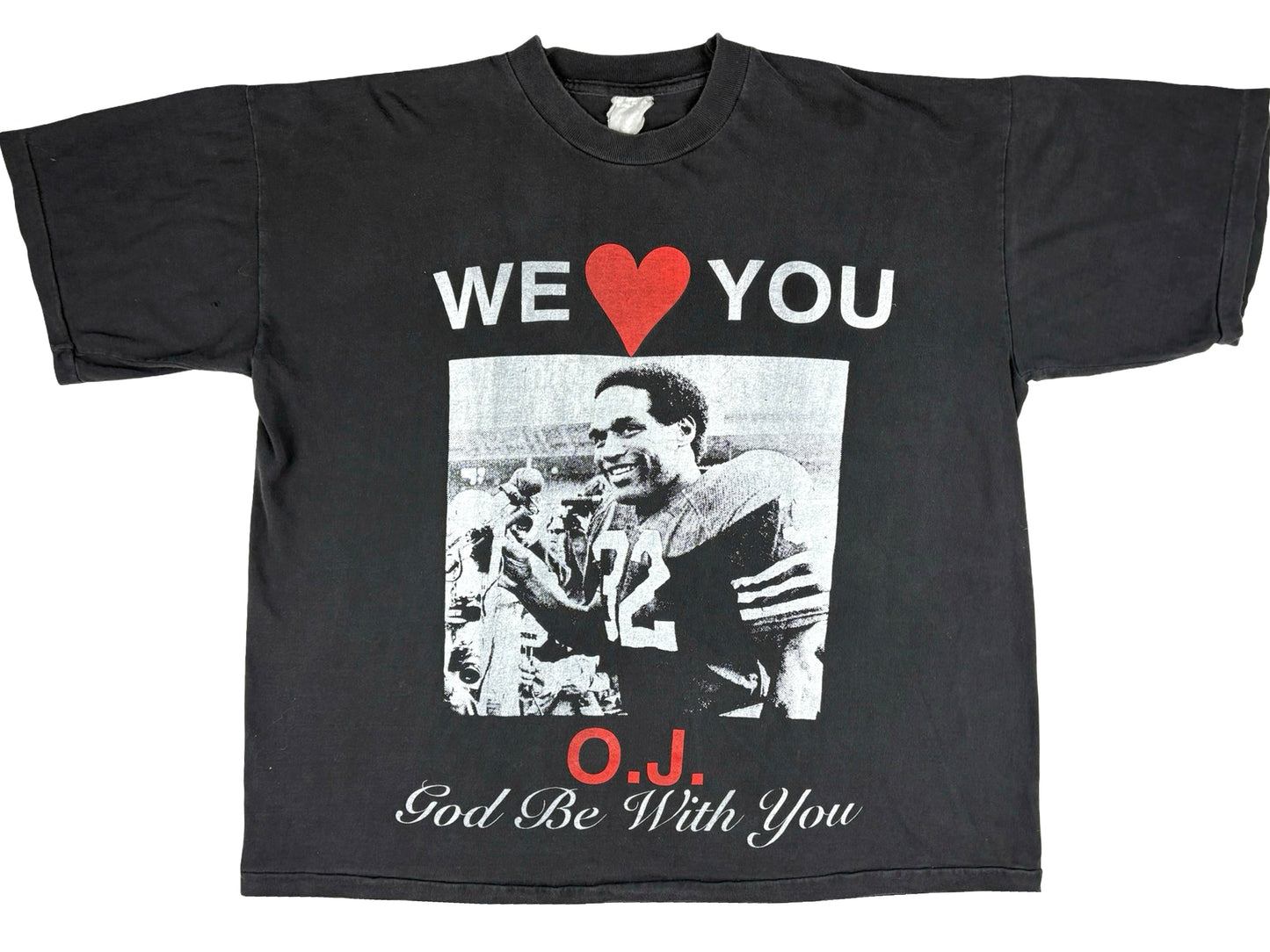 Vintage We Love You OJ Simpson Black T-Shirt 90s Bootleg Trial LA Los Angeles