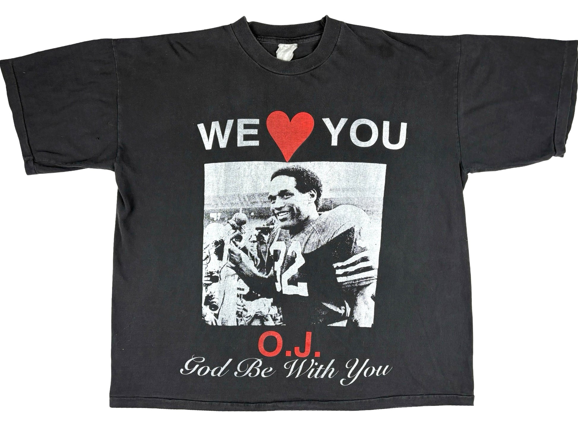 Vintage We Love You OJ Simpson Black T-Shirt 90s Bootleg Trial LA Los Angeles