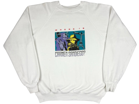 Vintage Where Is Carmen San Diego Sweatshirt PC Game TV Show Learning 80s 90s
