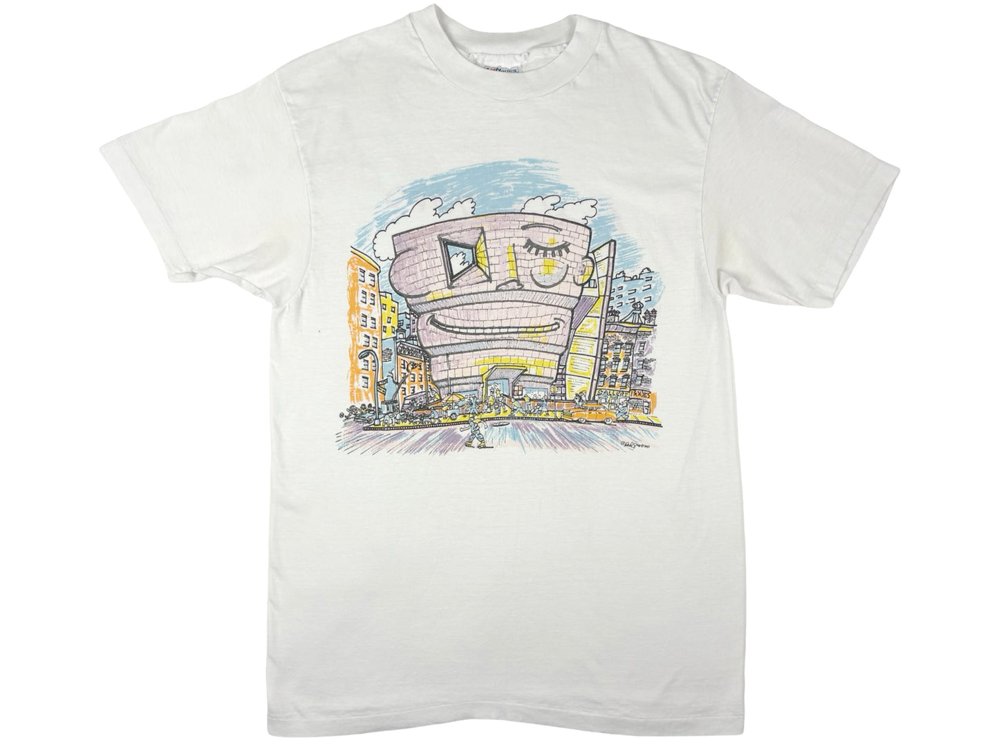 Vintage Whitney Museum Red Grrooms White T-Shirt NYC New York City Cartoon Cartoonist Artist