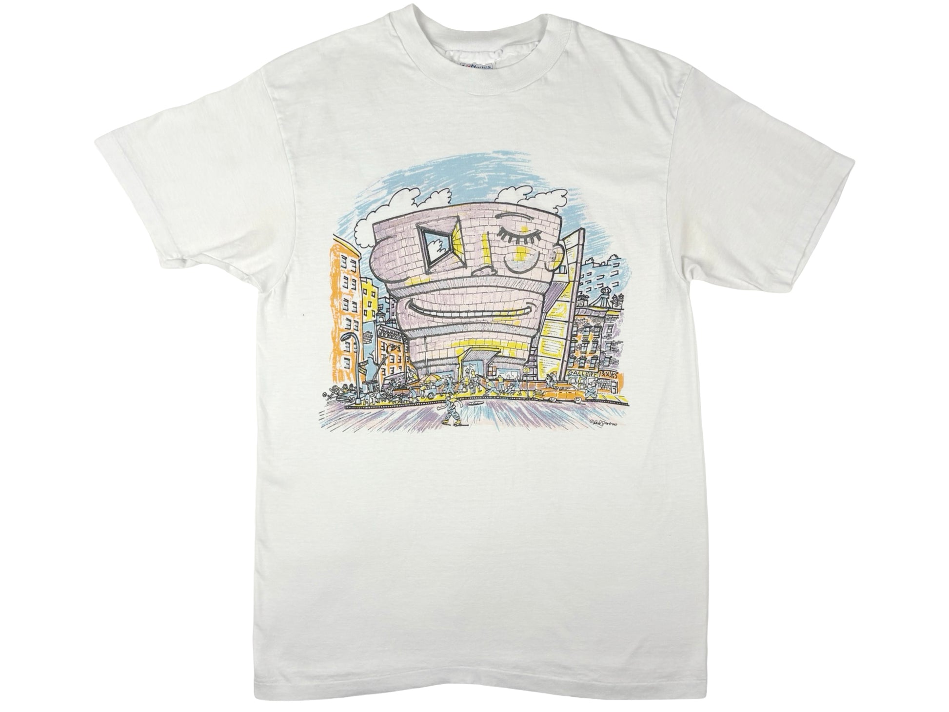 Vintage Whitney Museum Red Grrooms White T-Shirt NYC New York City Cartoon Cartoonist Artist