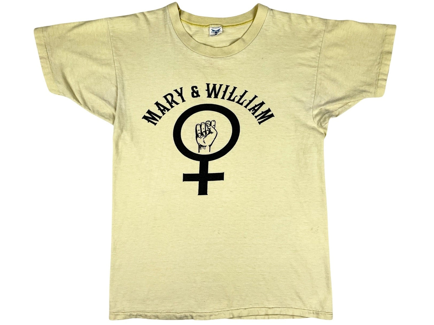Vintage William & Mary College Feminist Yellow T-Shirt 70s 80s 
