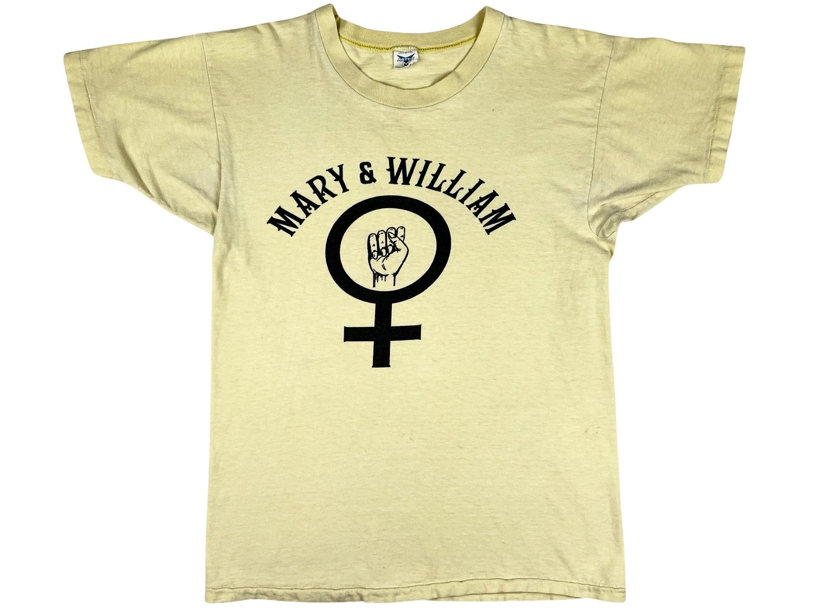 Vintage William & Mary College Feminist Yellow T-Shirt 70s 80s 