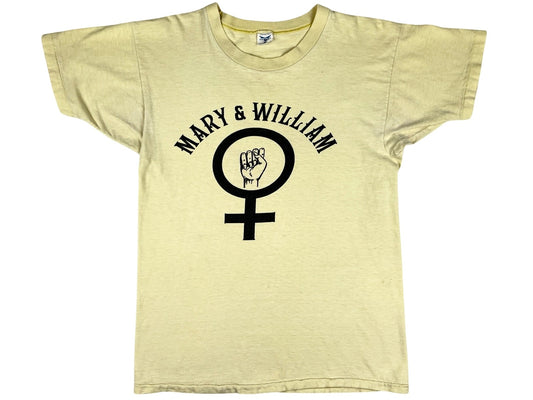 Vintage William & Mary College Feminist Yellow T-Shirt 70s 80s 