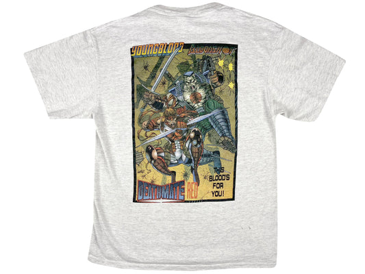 Vintage Youngblood x BloodShot Comic Book Grey T-Shirt Image Comics Deathmate 90s
