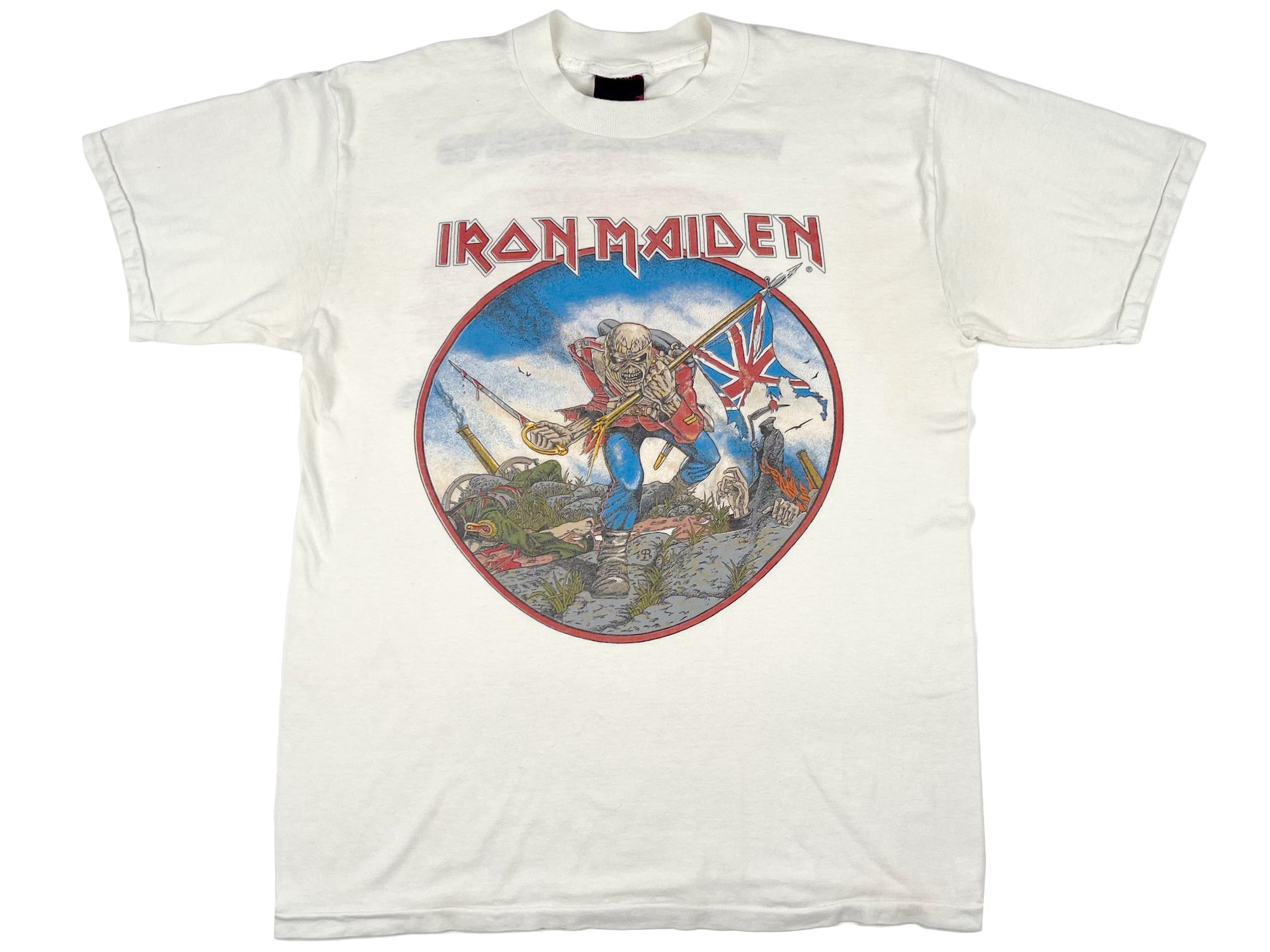 Vintage Iron Maiden World Piece Tour 1983 White T-Shirt 80s Heavy Metal