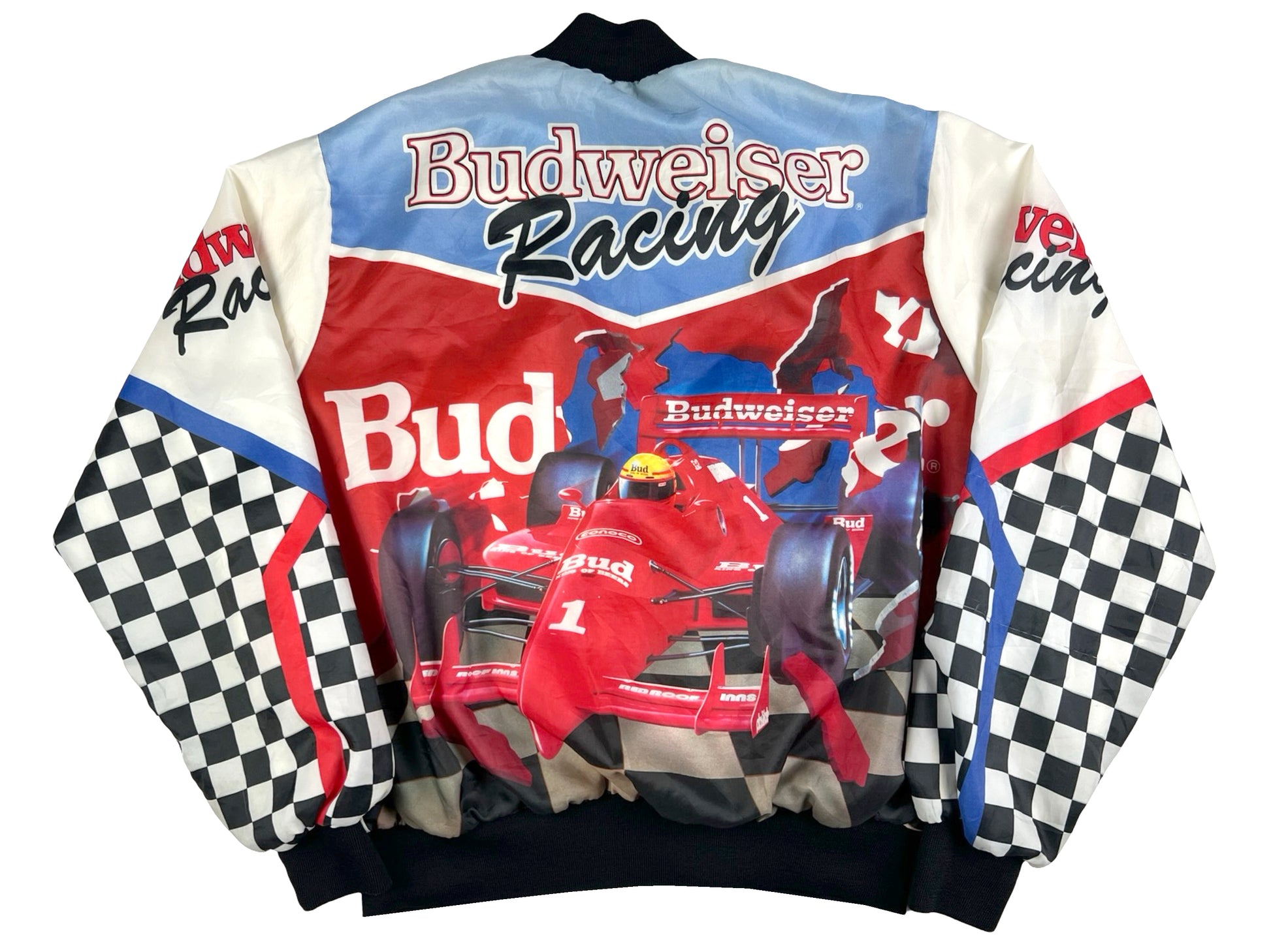Vintage Budweiser Racing Chalk Line Jacket 90s Indy Car Formula 1