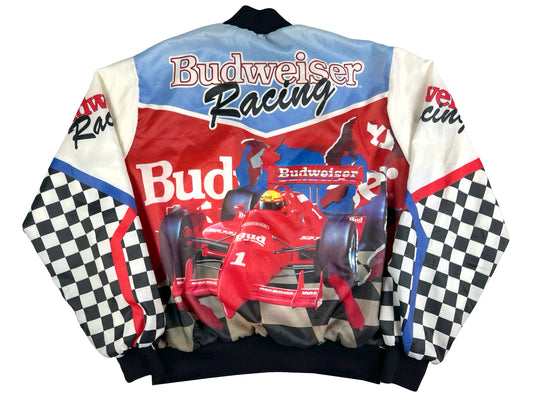 Vintage Budweiser Racing Chalk Line Jacket 90s Indy Car Formula 1