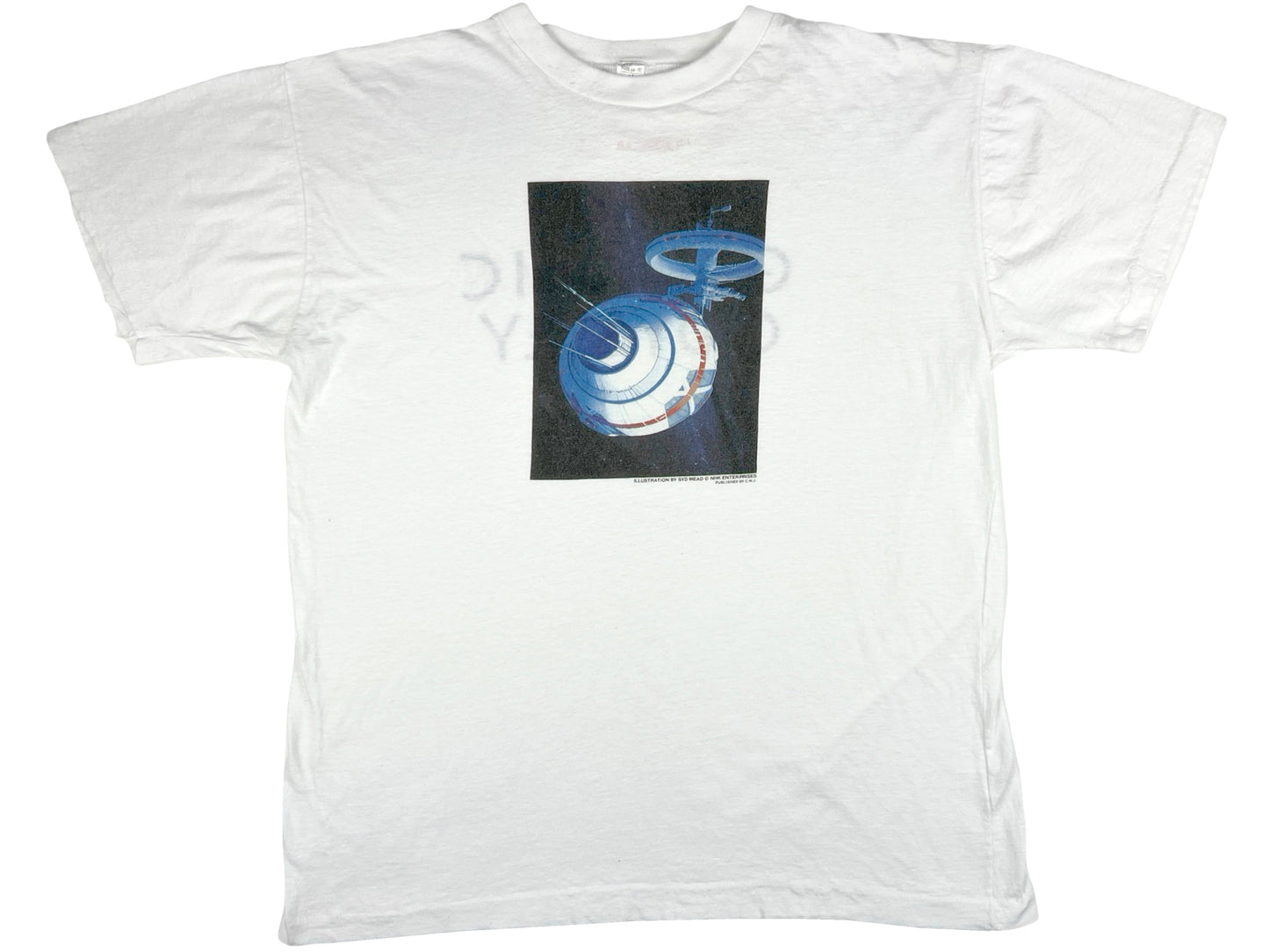 Vintage Syd Mead 'A Galactic Odyssey' White T-Shirt Sci-Fi Science Fiction 80s 90s Book