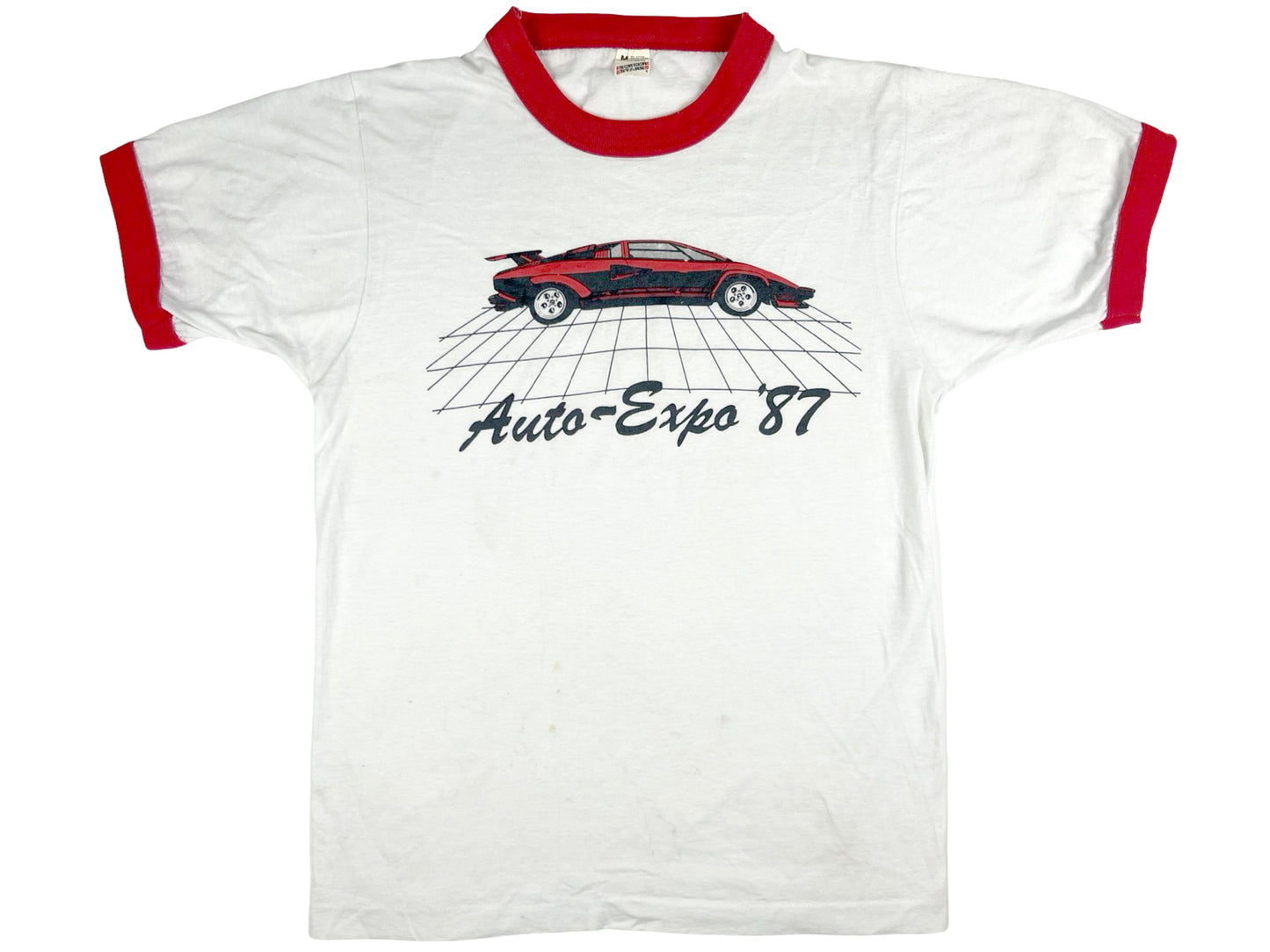 Vintage Lamborghini Countach Auto Expo 1987 Ringer T-Shirt