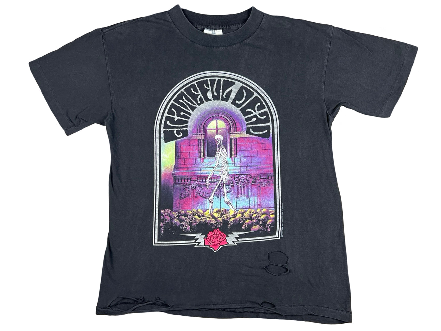 Vintage Grateful Dead Skeleton Walking on Skulls Thrashed T-Shirt