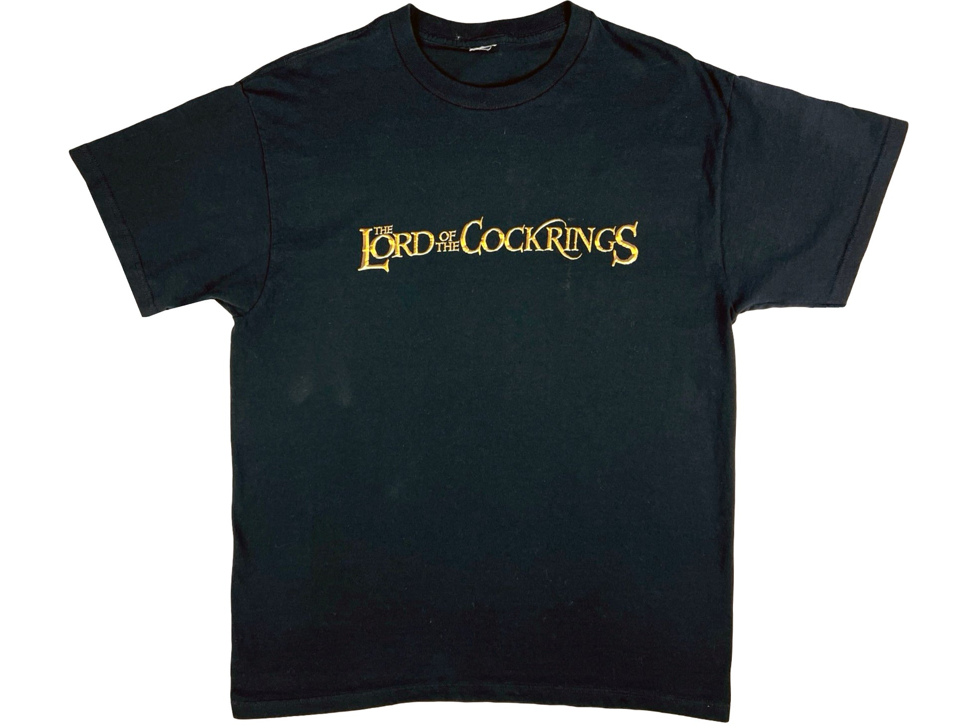 Vintage Lord of the Cockrings Black T-Shirt Spoof Parody Comedy LOTR y2k
