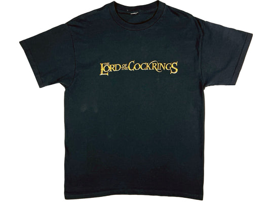 Vintage Lord of the Cockrings Black T-Shirt Spoof Parody Comedy LOTR y2k