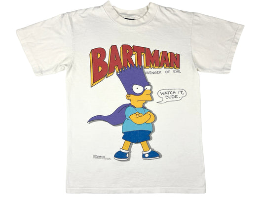 Vintage The Simpsons Bartman White T-Shirt 90s Cartoon TV SHow 80s