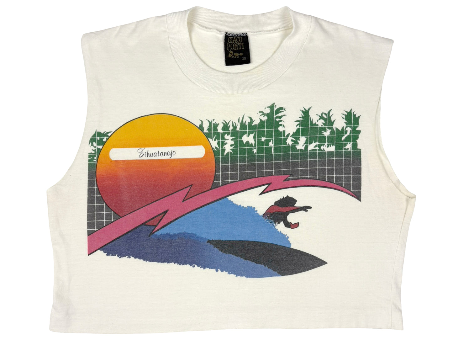 Zihuatanejo Mexico 80s Graphic Sleeveless Crop Top