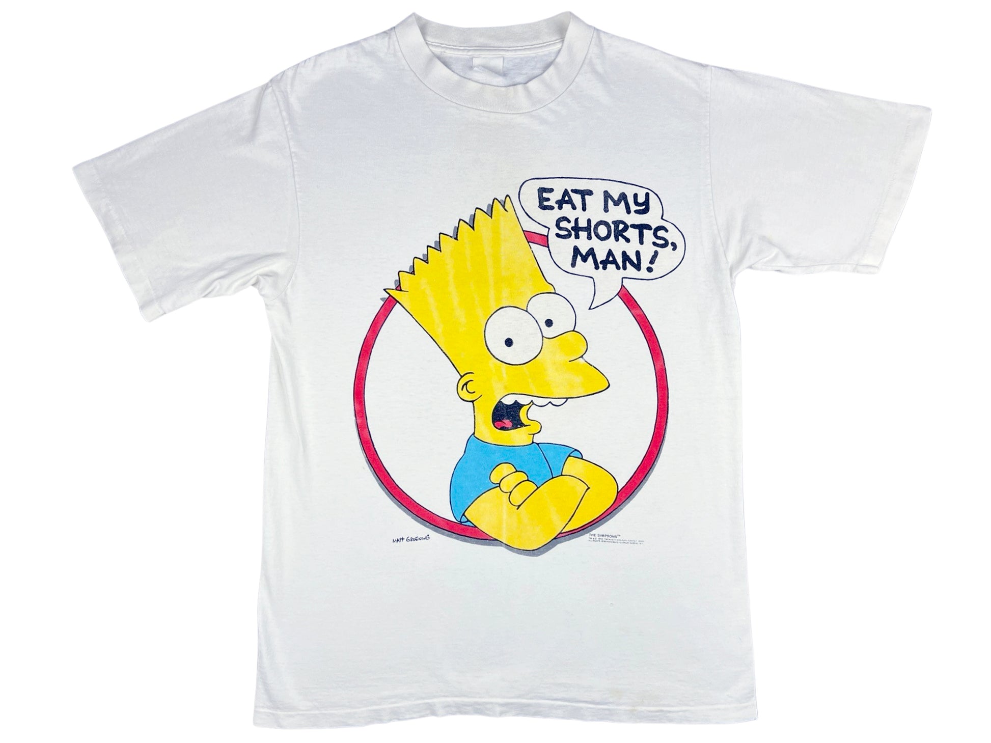 Vintage The Simpsons Bart Simpson Eat My Shorts White T-Shirt 90s 80s Cartoon TV Show