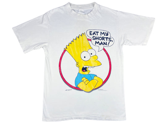 Vintage The Simpsons Bart Simpson Eat My Shorts White T-Shirt 90s 80s Cartoon TV Show