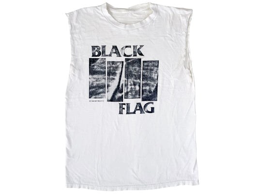 Vintage Black Flag Sleeveless White T-Shirt Punk Rock