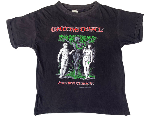 Vintage Cathedral 'Autumn Twilight' Black T-Shirt Black Metal Death Metal Band 90s 80s hardcore Adam & Eve Tree of life Temptation of adam