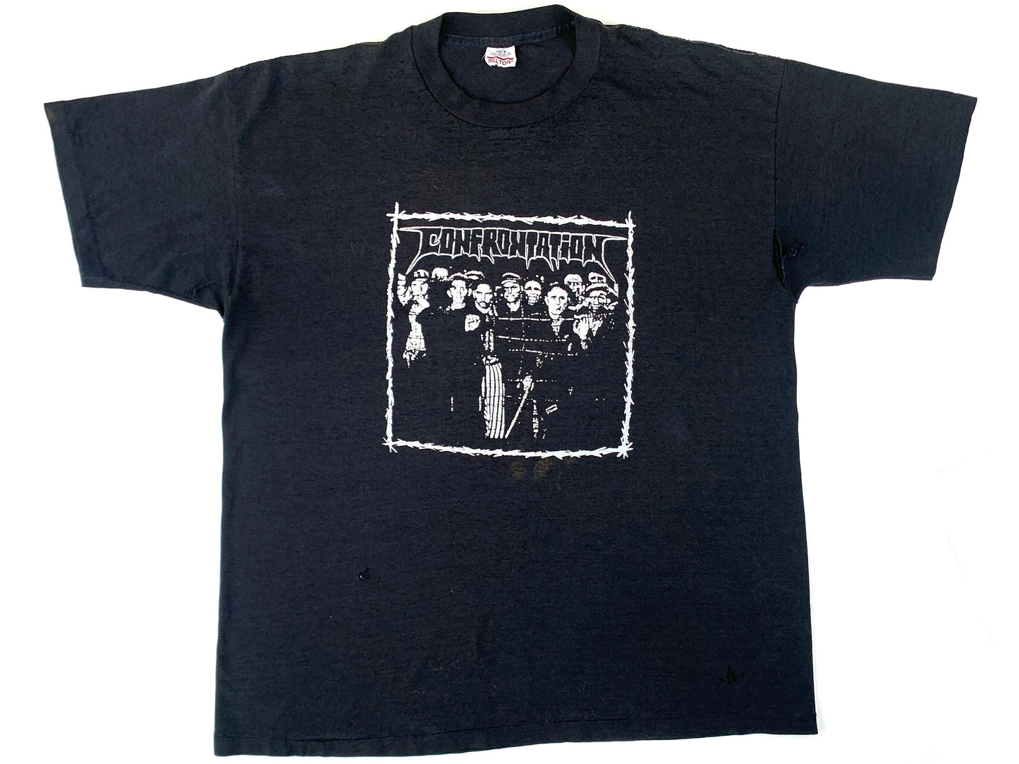 Vintage Confrontation Black T-Shirt Punk Rock Hardcore band
