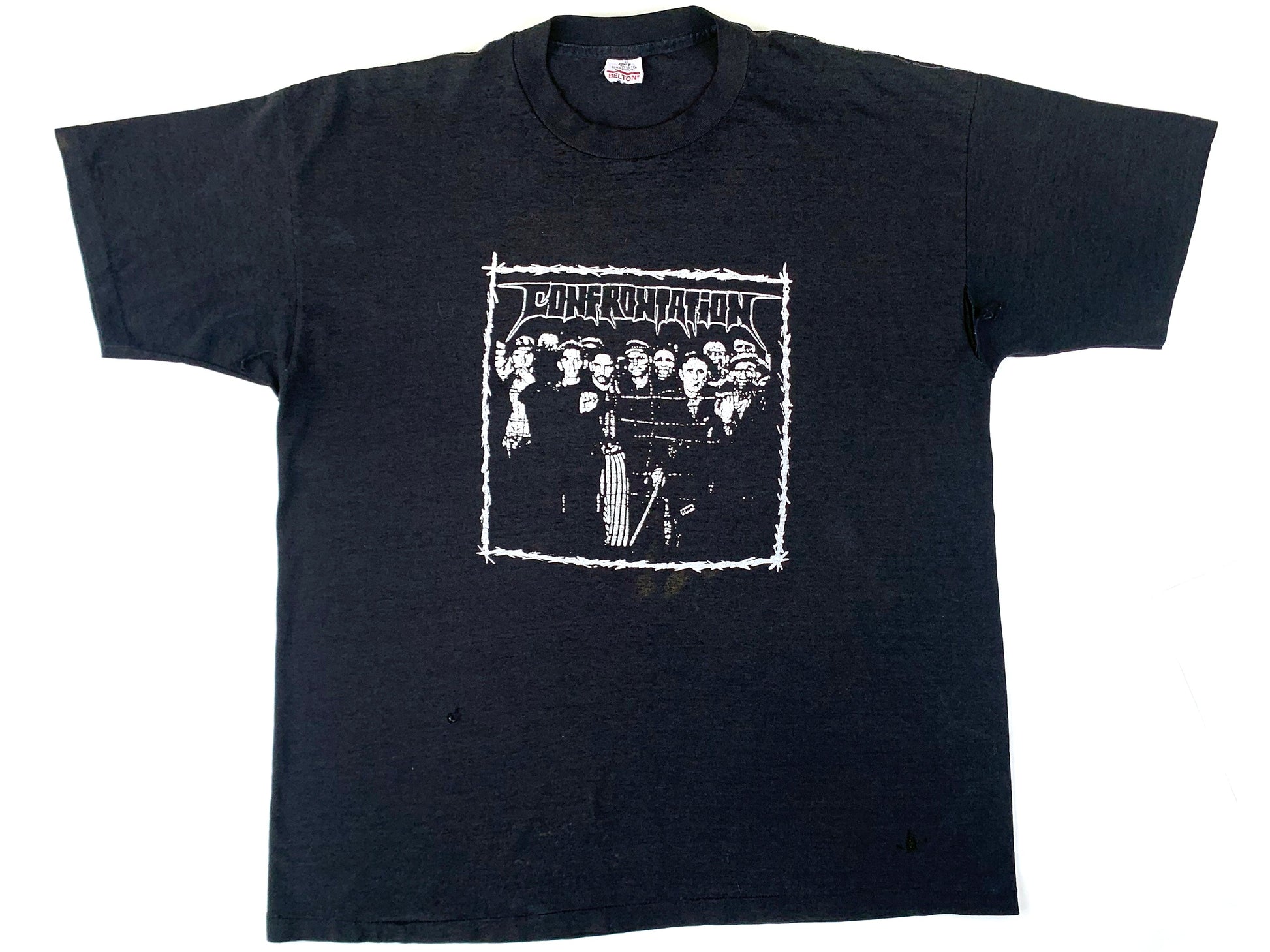 Vintage Confrontation Black T-Shirt Punk Rock Hardcore band