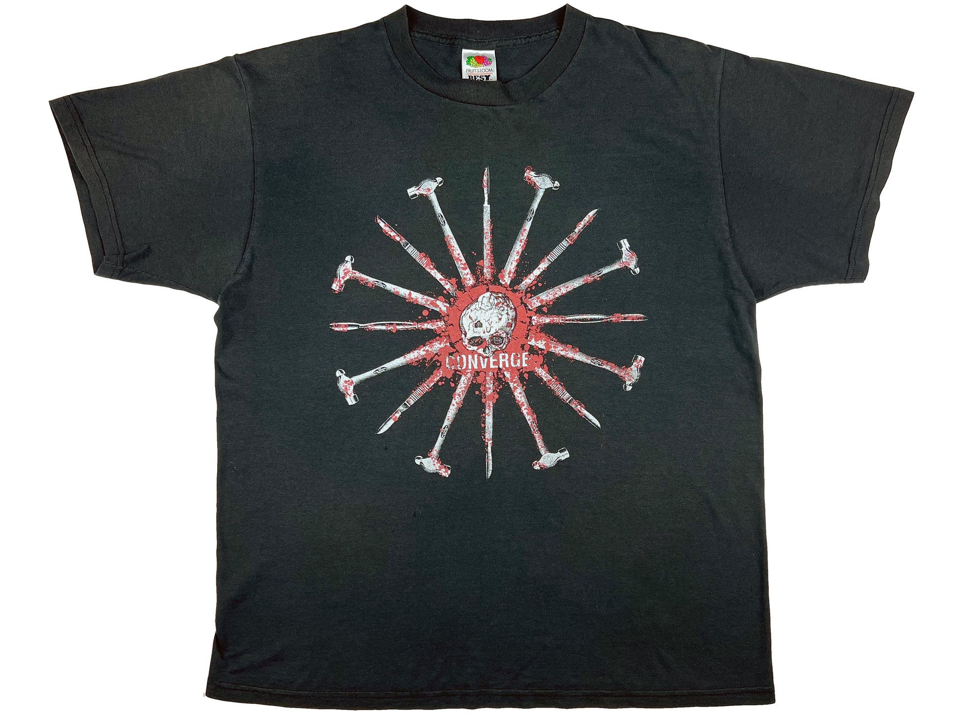 Vintage Converge Black T-Shirt Skull Nails hardcore metal metalcore 90s