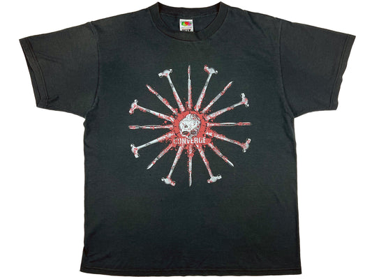 Vintage Converge Black T-Shirt Skull Nails hardcore metal metalcore 90s