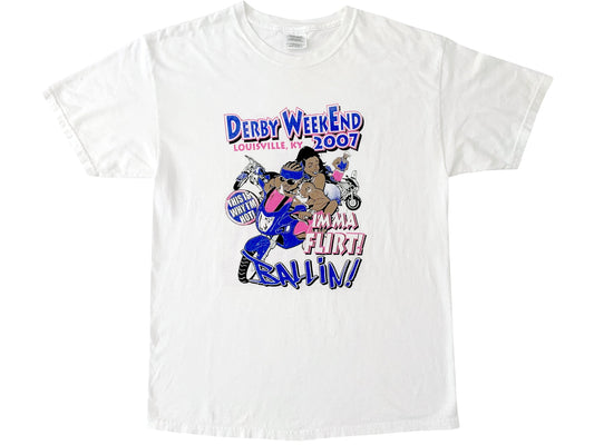 Vintage Derby Weekend 2007 White T-Shirt y2k Ballin Im A flirt Motorcycle bike