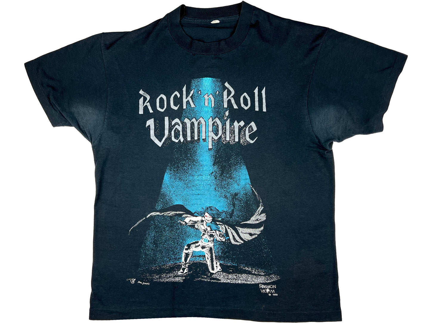 Vintage Fashion Victim 'Rock & Roll Vampire' Black T-Shirt 90s 