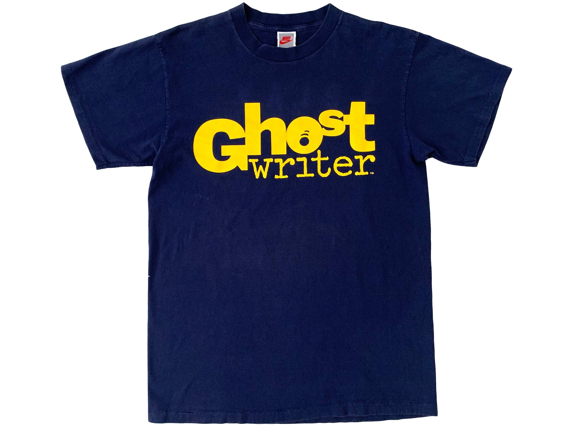 Vintage Ghost Writer x Nike Blue T-Shirt 80s 90s Comedy Movie 