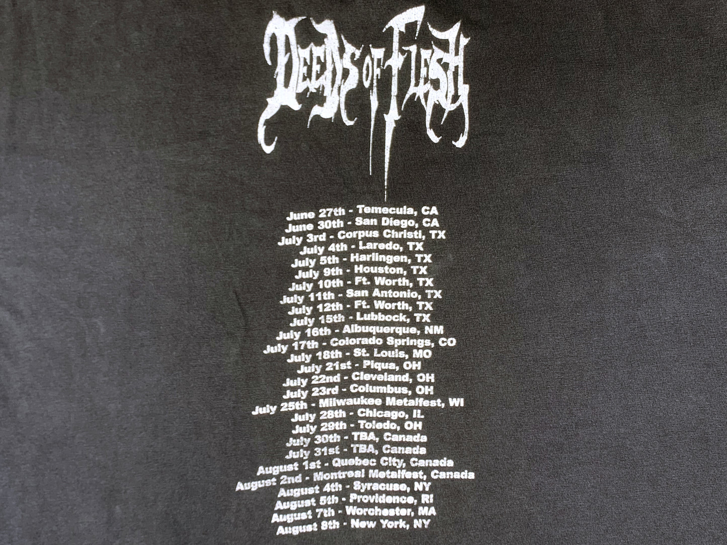 Deeds of Flesh 1998 Tour T-Shirt