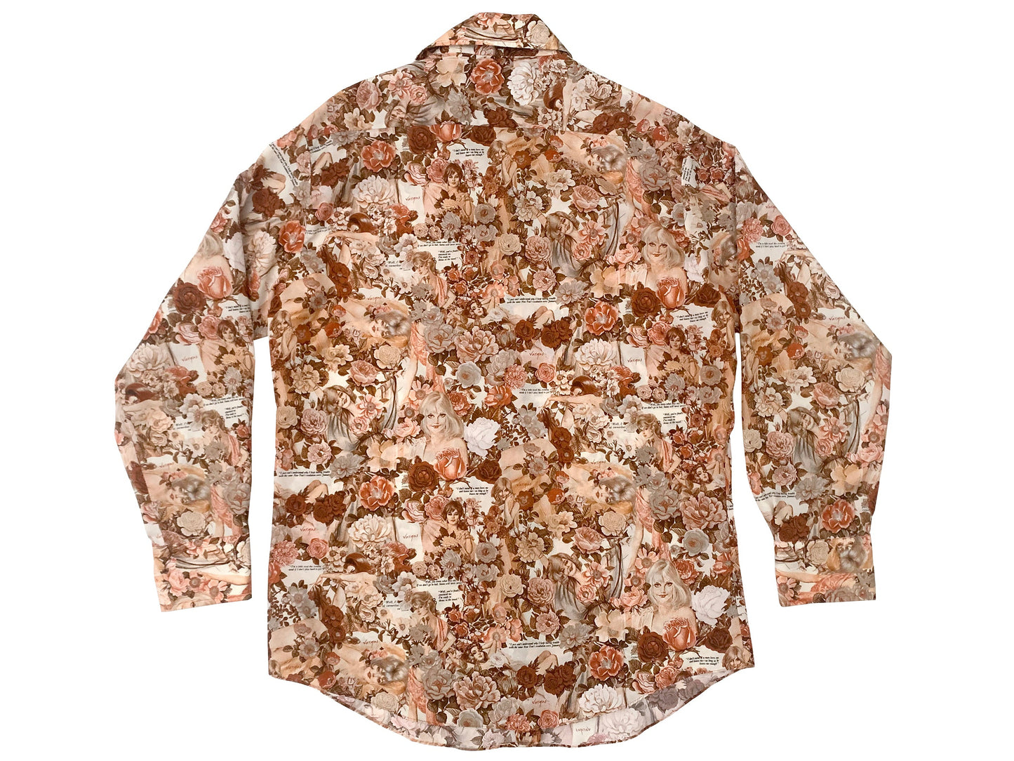Vintage Playboy Magazine Alberto Vargas Pin Up Button Down Shirt 70s All Over Print