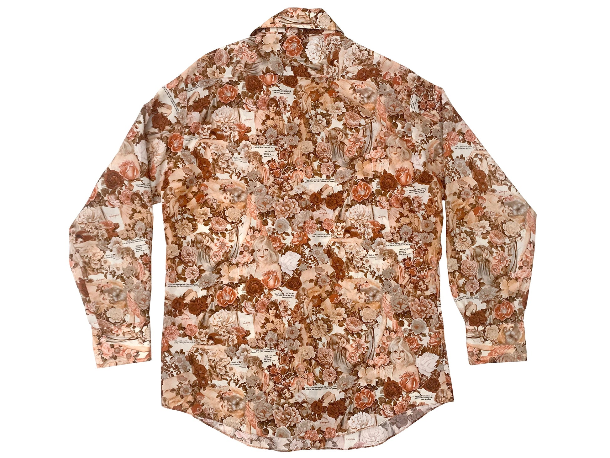 Vintage Playboy Magazine Alberto Vargas Pin Up Button Down Shirt 70s All Over Print