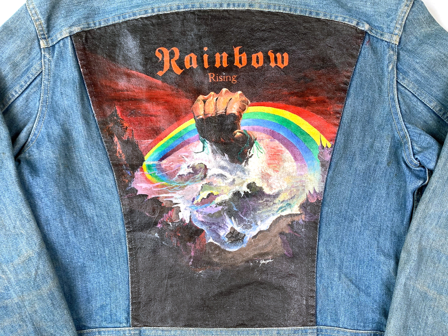 Rainbow 'Rising' Hand Painted Denim Jacket