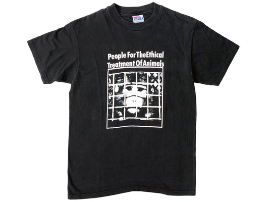 Vintage PETA Caged Monkey Black T-Shirt