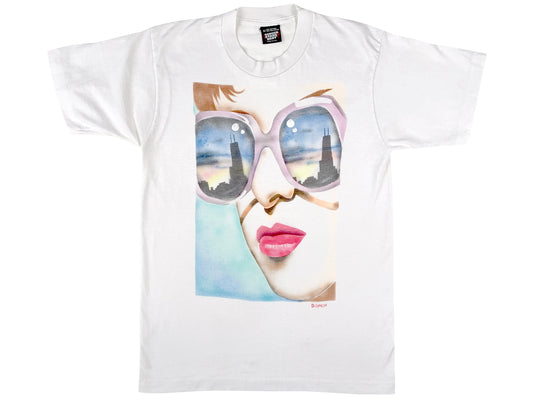 Chicago Skyline Sunglass Babe Air Brush T-Shirt