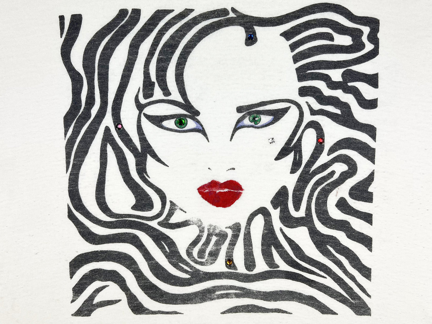 Womans Face Zebra Print 80s Art T-Shirt