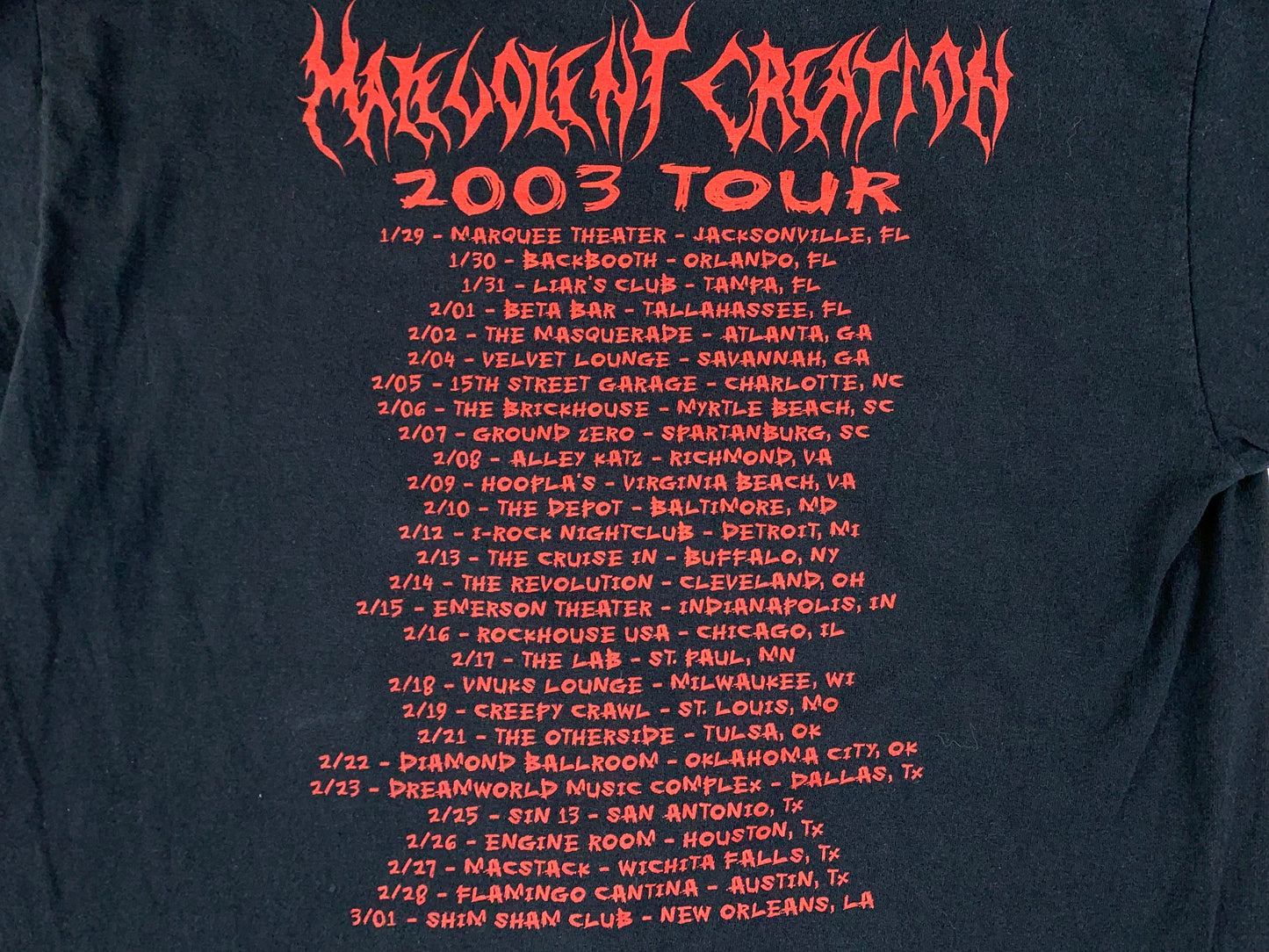 Malevolent Creation 2003 Tour L/S Shirt