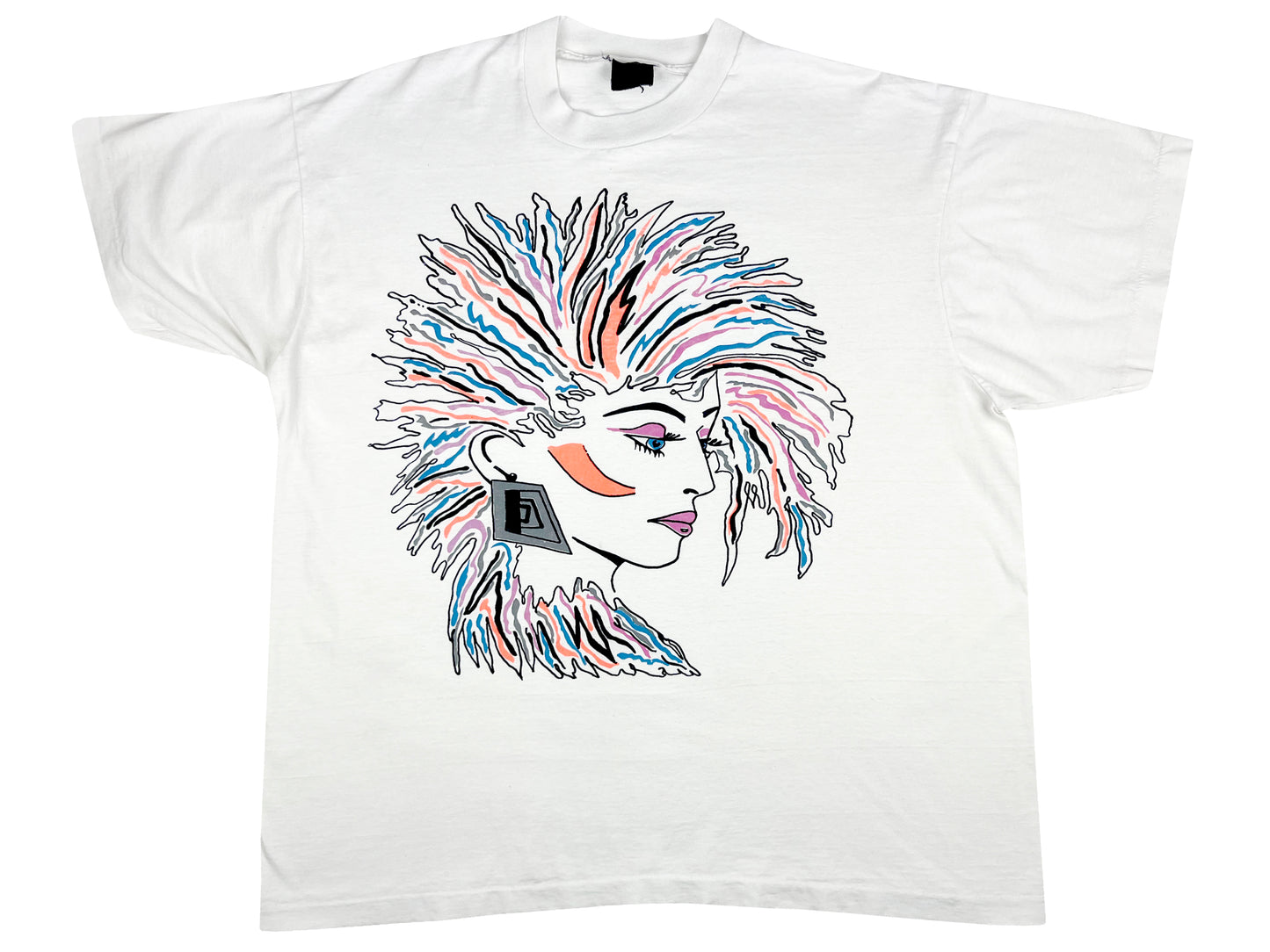 Vintage Punk New Wave Woman Art T-Shirt 80s