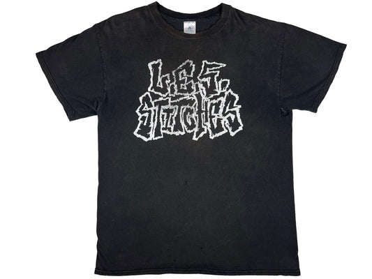 Vintage L.E.S. Stitches Thrashed Black T-Shirt Punk Rock hardcore band 