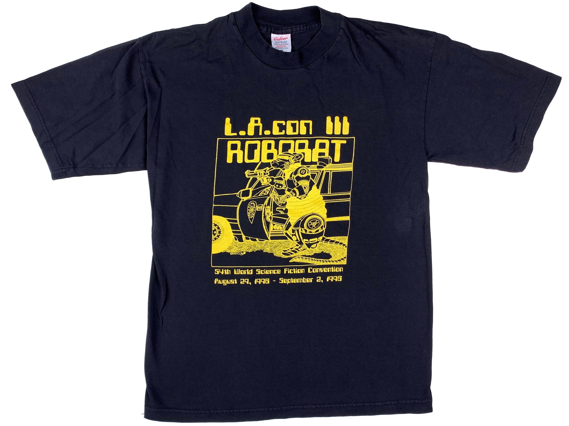 Vintage Los Angeles Con III Sci-Fi Convention 1996 Roborat Black T-Shirt