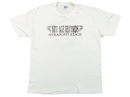 Vintage New Age Records Straight Edge White T-Shirt 90s Hardcore Metal Punk sxe XXX