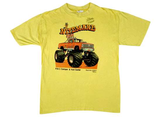 Vintage Nitemare Monster Truck Yellow T-Shirt 80s 90s 