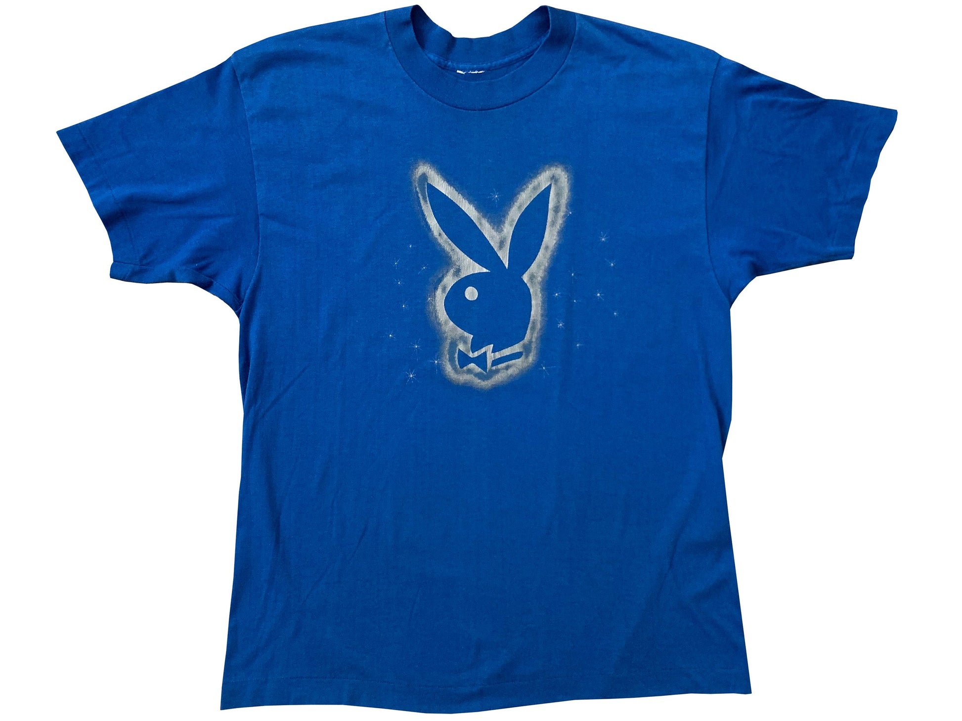Vintage Playboy Magazine Bunny Head Light Blue T-Shirt 80s