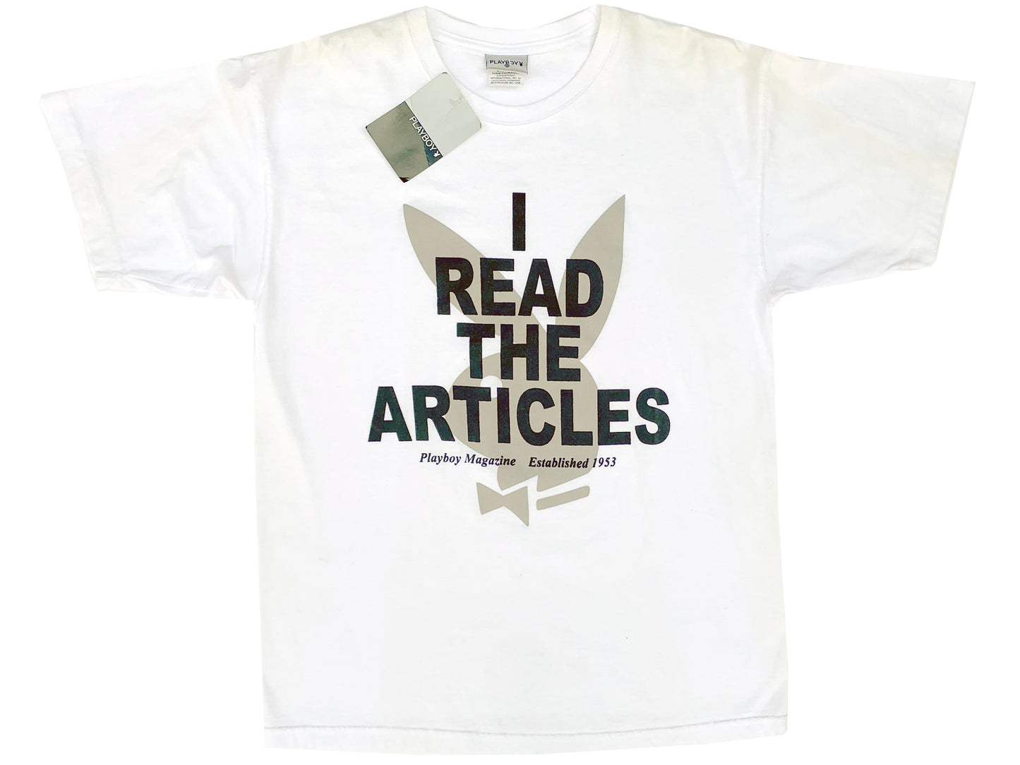 Vintage Playboy 'I Read the Articles' White T-Shirt