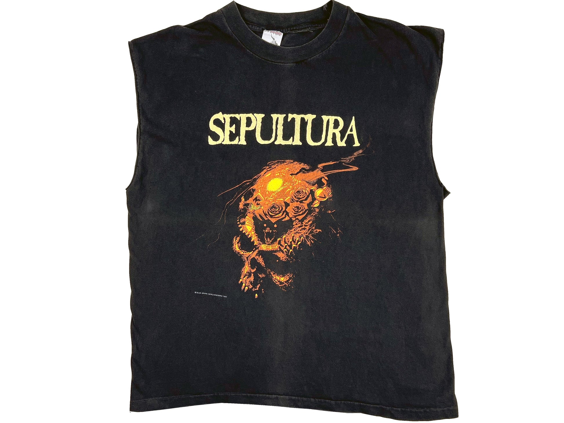 Vintage Sepultura Black Sleeveless T-Shirt Death Metal 90s Blue Grape band