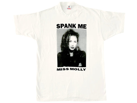 Vintage Spank Me Miss Molly White T-Shirt Domme Mistress Dominatrix Erotic 90s