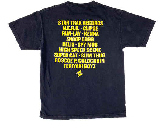 Star Trak Records Roster Black T-Shirt Chad hugo Pharrell williams nerd clipse kelis 90s y2k