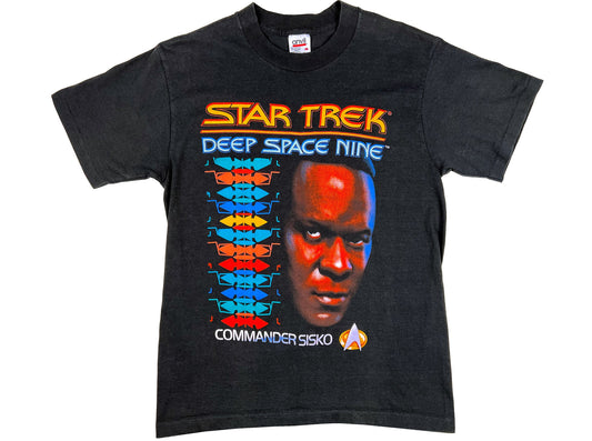 Vintage Star Trek 'Deep Space Nine' Commander Sisko Black T-Shirt 90s TV SHow DS9 TNG Sci-Fi Science Fiction
