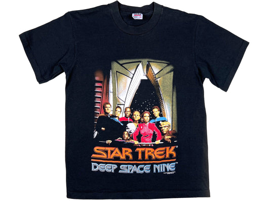 Vintage Star Trek 'Deep Space Nine' Crew Black T-Shirt TV Show 90s 